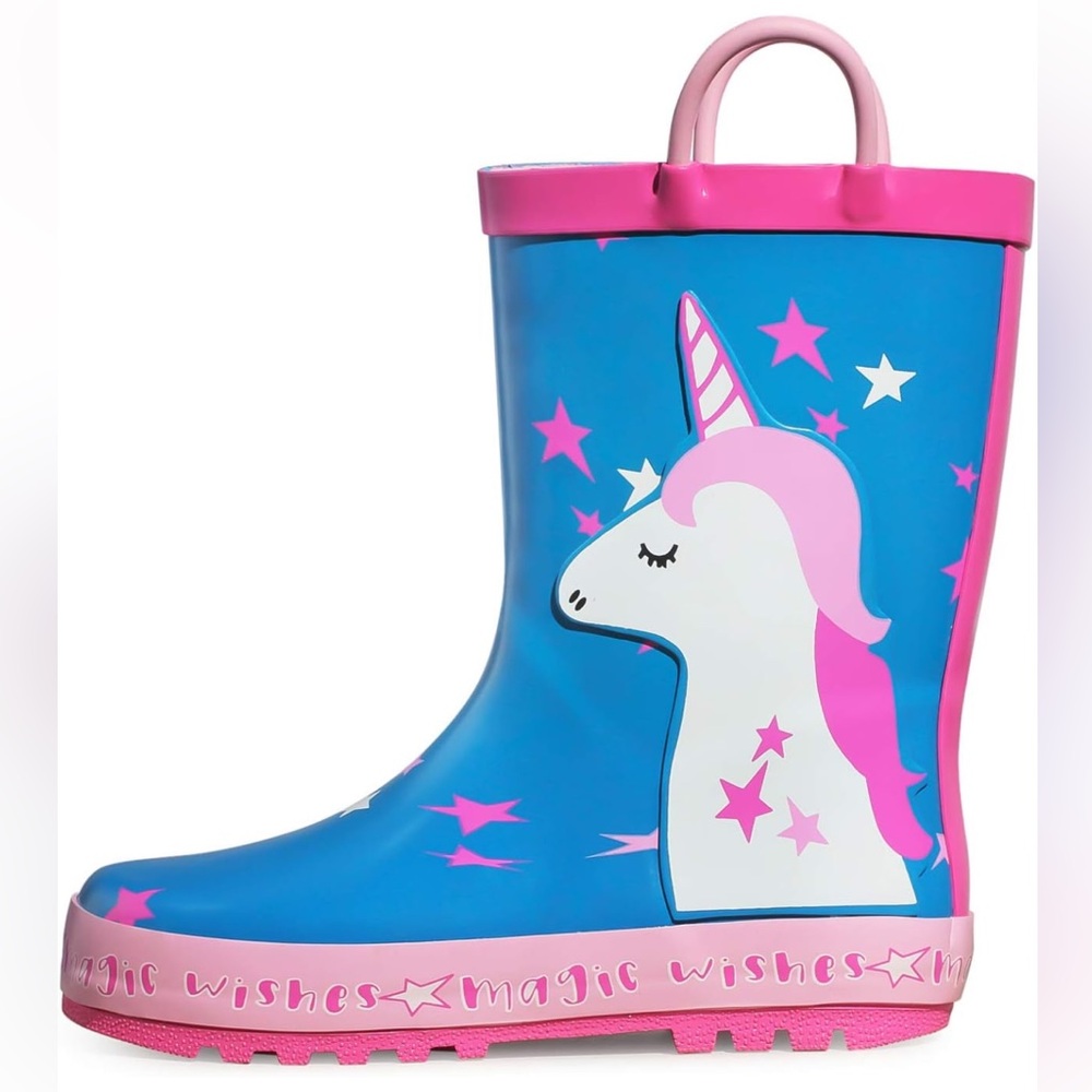 Kids Blue & Pink Unicorn Rain Boots
